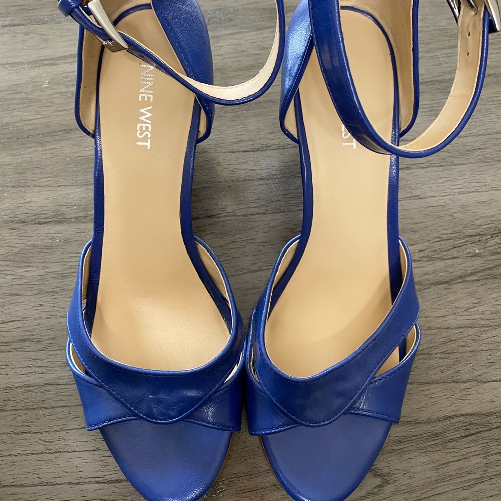 Nine West blue wedge sandals